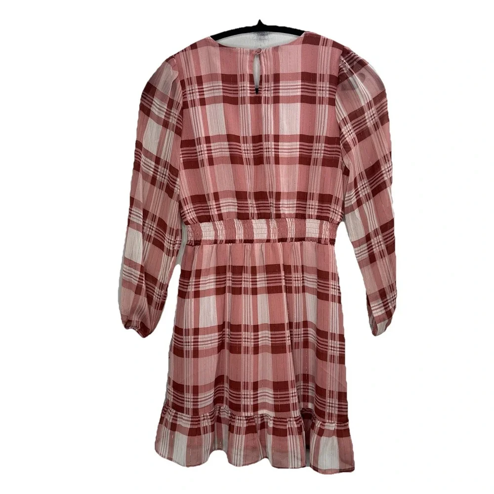 Holiday Plaid Dress Long Sleeve Size 12. Red W Glitter Long Glitter Girls‎
